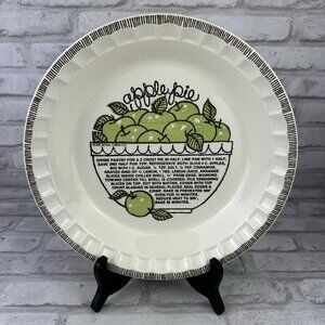 Royal China Country Harvest Apple Pie Baker Pie Plate with Recipe Vintage 11"
